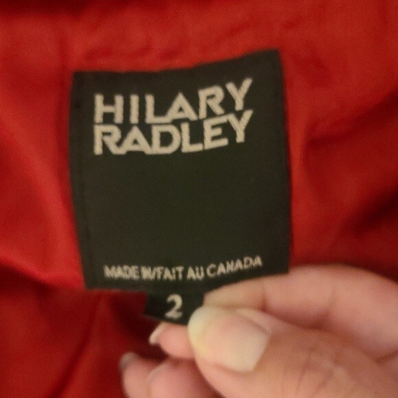 Hilary Radley Red Wool Mix Zip Up Hooded Coat Size L - Picture 9 of 15